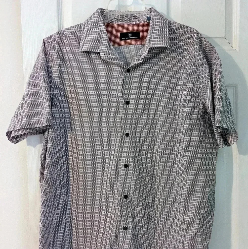 Hart Schaffner‎ Marx Men's Short-Sleeve Shirt Sz XL Red White Coton